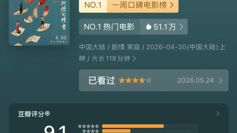 《给阿嬷的情书》延长上映至6月30日