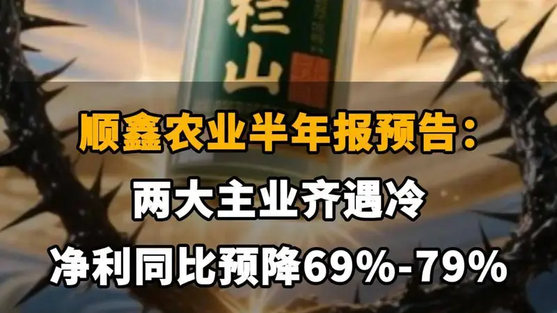 【顺鑫农业半年报预告：两大主业齐遇冷，净利同比预降69%-79%】