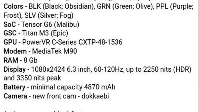 谷歌Pixel 11a手机曝光:Tensor G6自研芯片,联发科M90基带