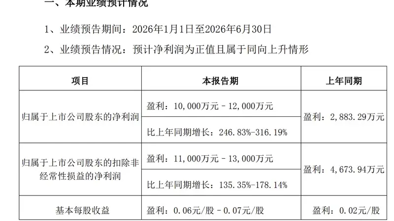 兴森科技:上半年归母净利润同比预增246.83%至316.19%