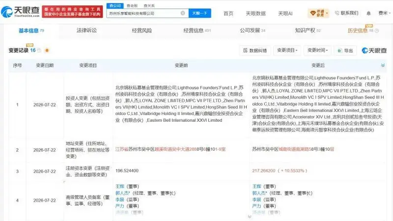 蚂蚁集团旗下公司入股乐享智能科技有限公司
