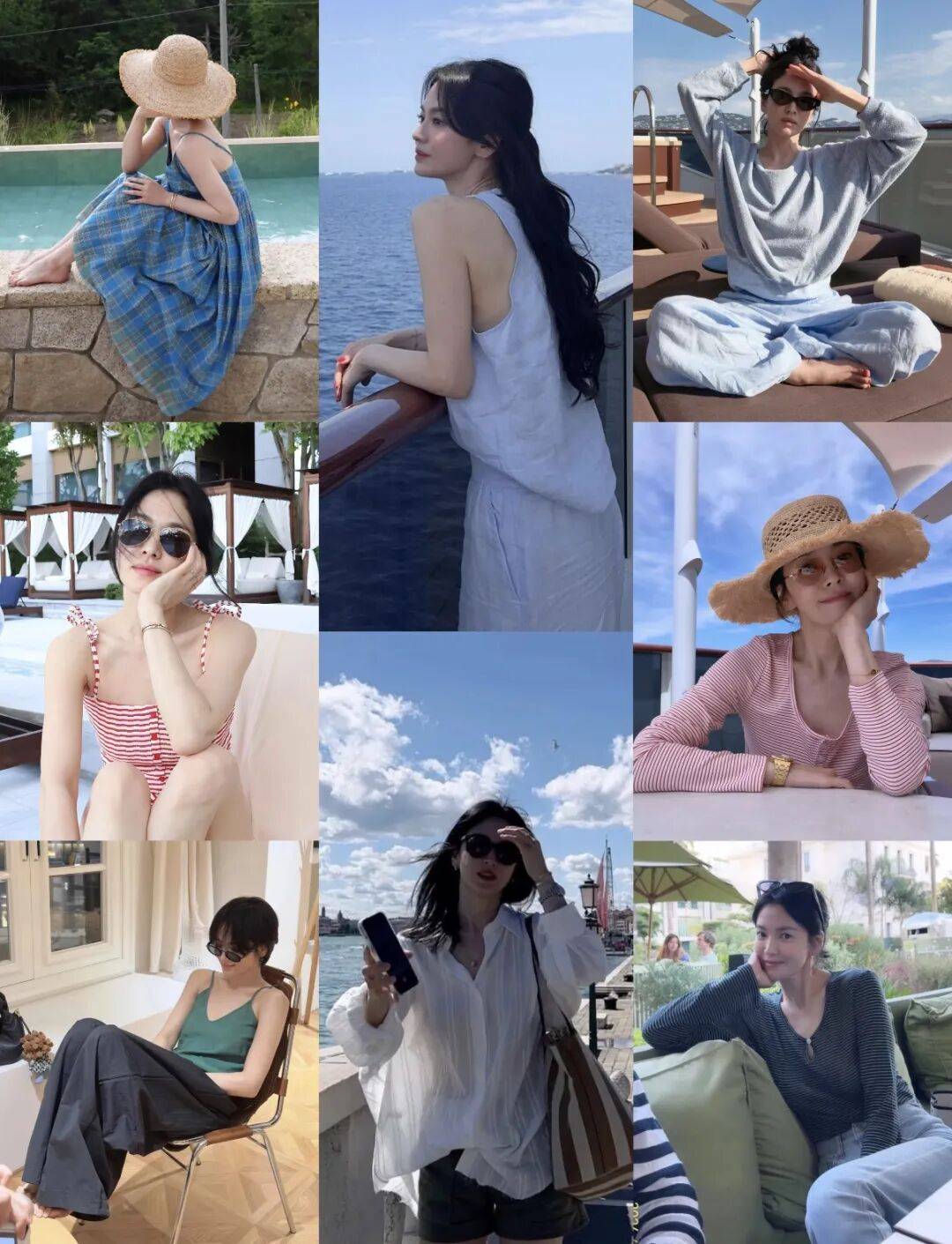 宋慧乔长发+连衣裙清爽松弛！最近度假私服太美了吧，这5套梦回步步高广告